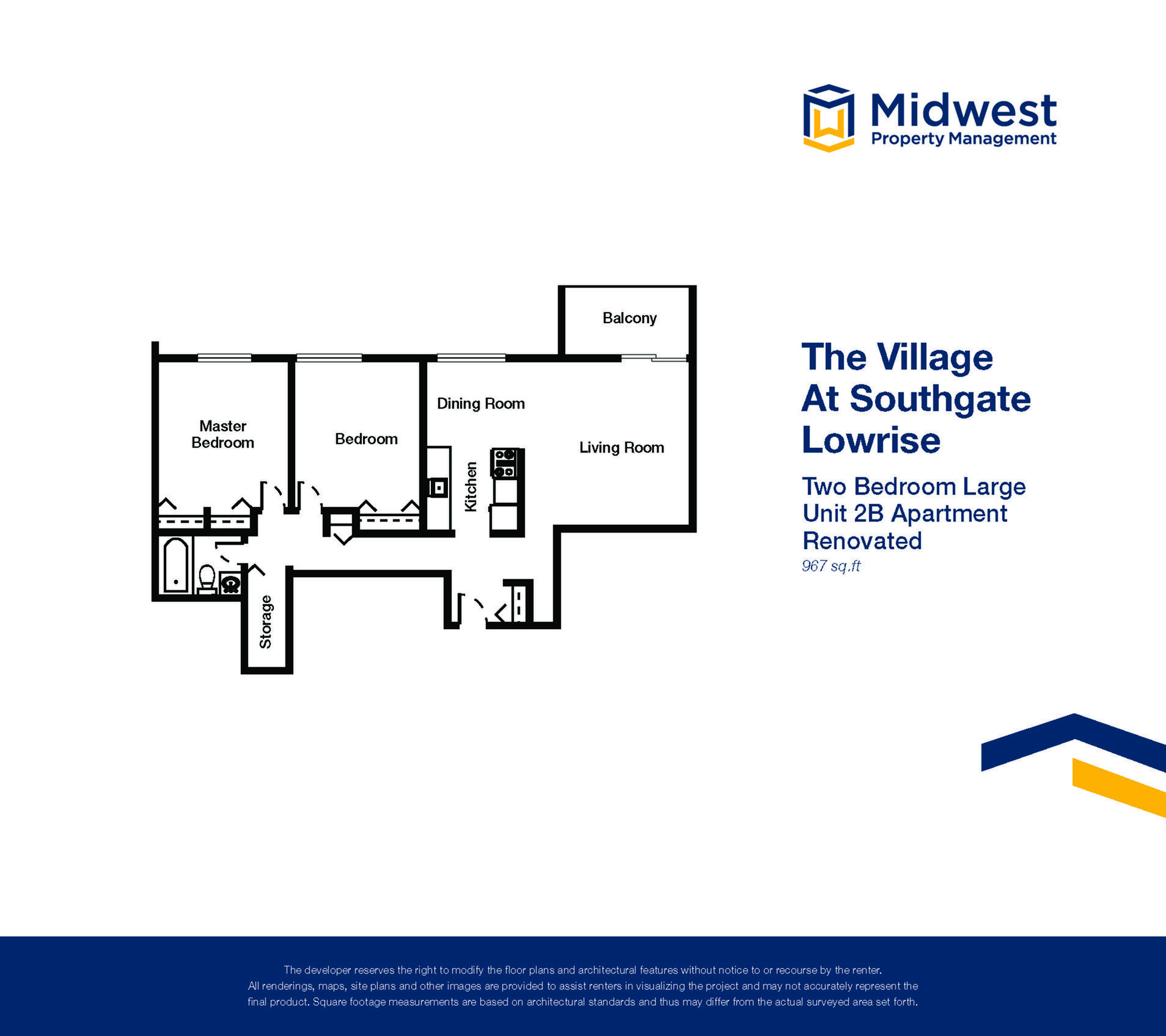 Floor plan layout diagram for 2 Bedroom Large Lowrise Renovated