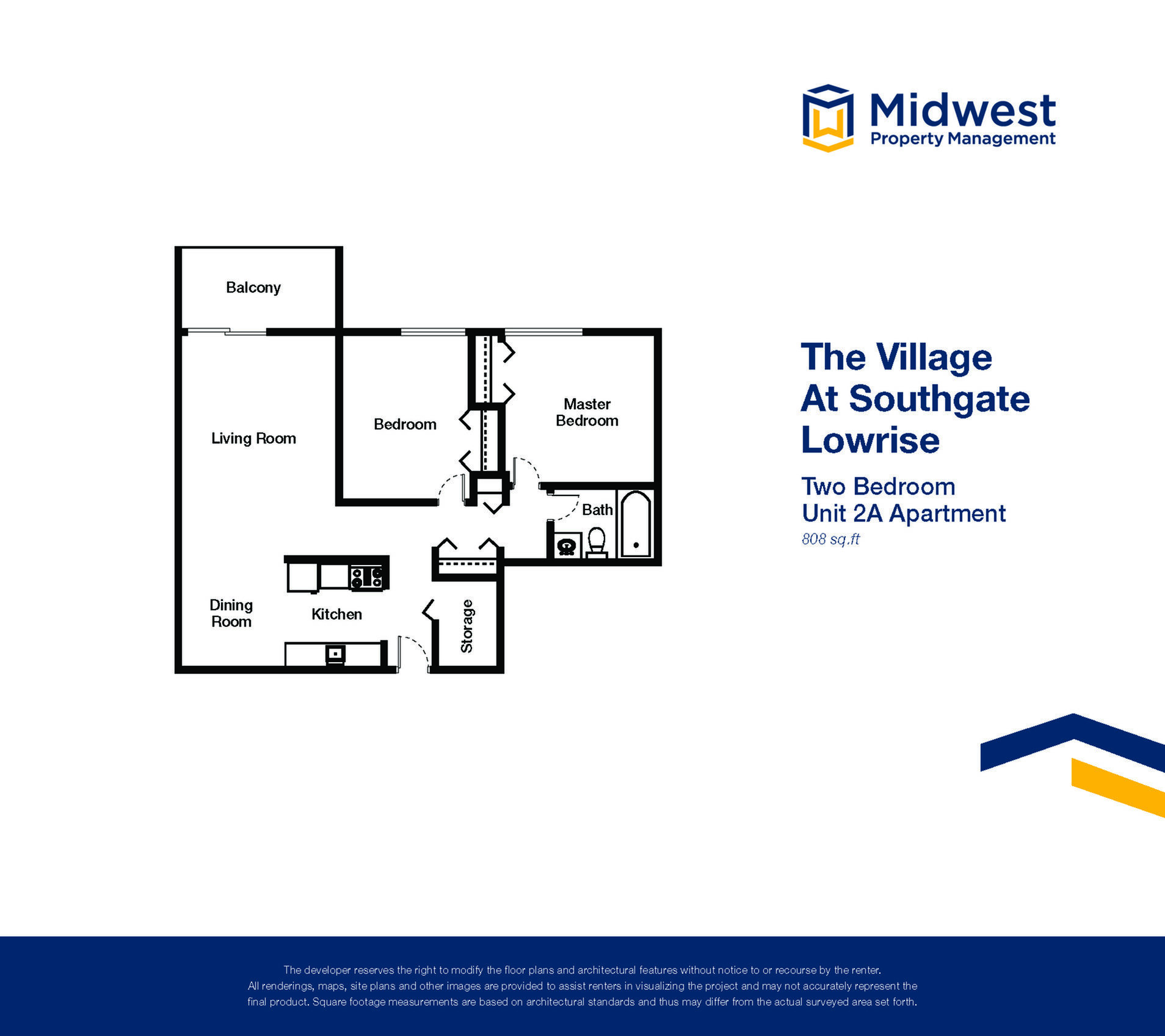 Floor plan layout diagram for 2 Bedroom Small Lowrise