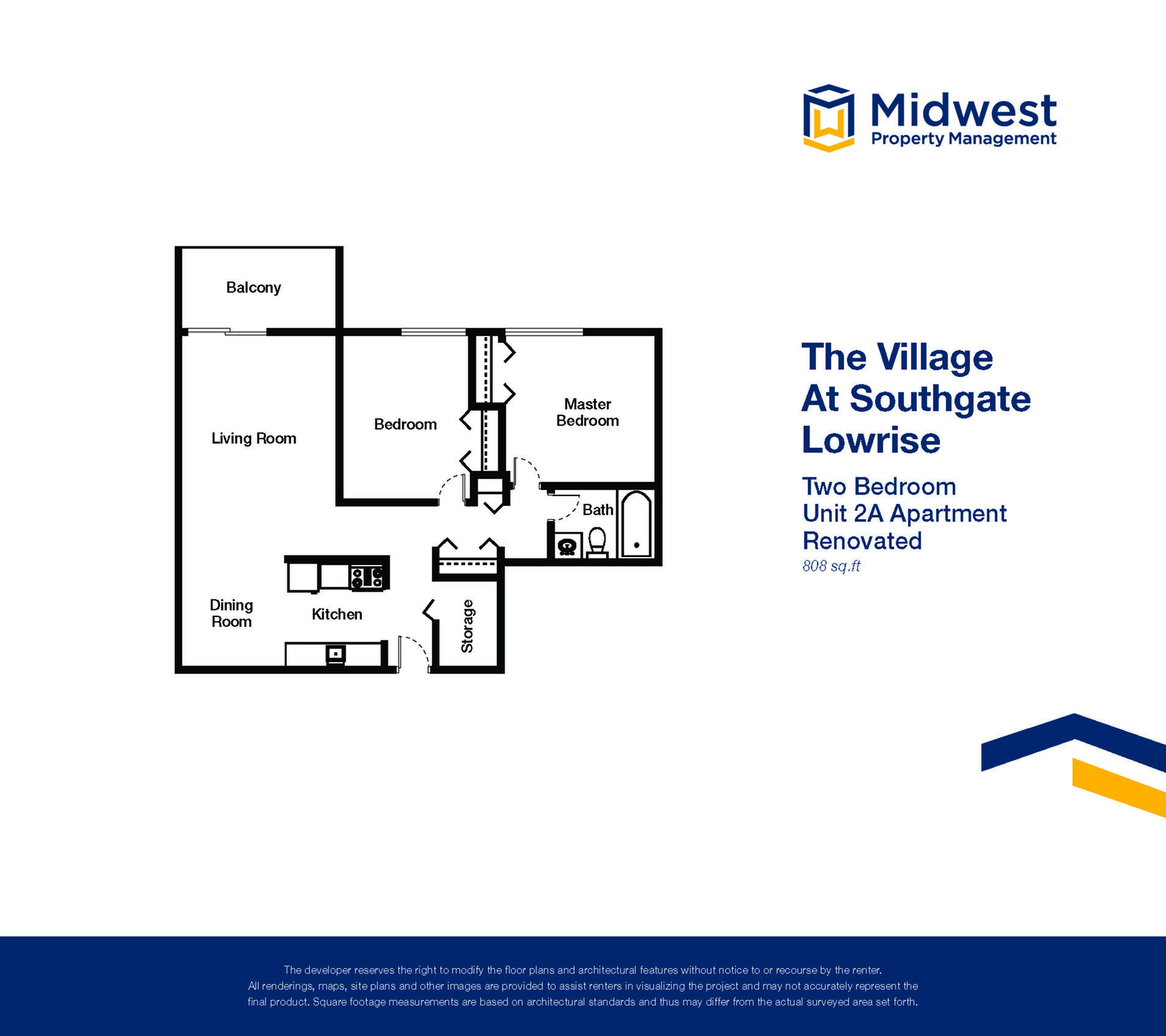 Floor plan layout diagram for 2 Bedroom Small Lowrise Renovated