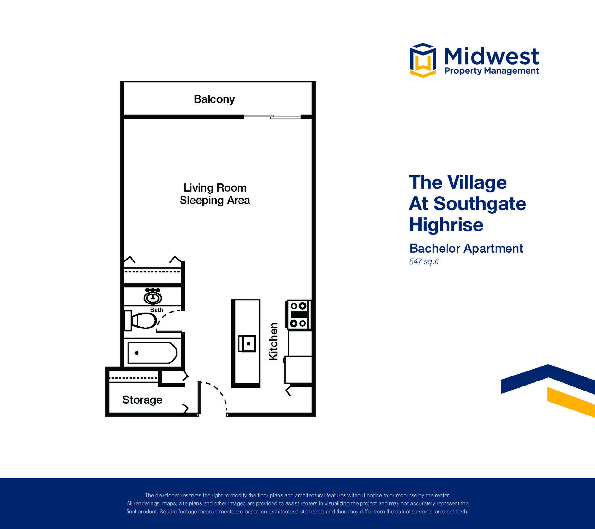 Floor plan layout diagram for Bachelor Highrise