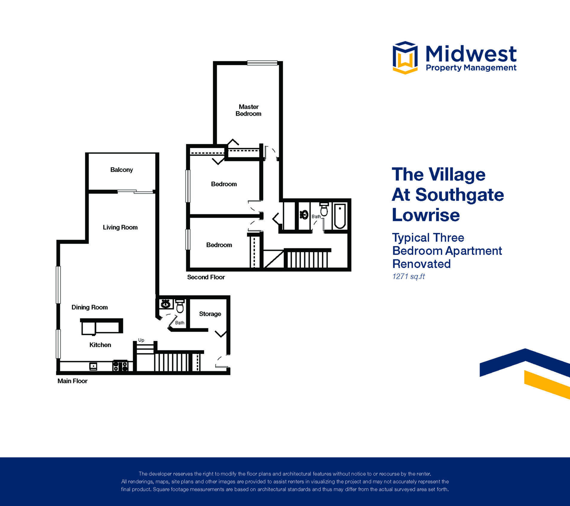 Floor plan layout diagram for 3 Bedroom Lowrise Renovated