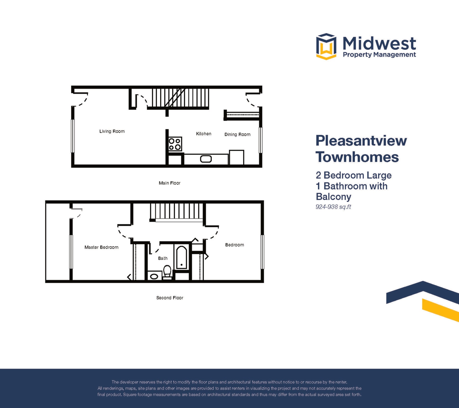 Floor plan layout diagram for 2 Bedroom Large with Balcony
