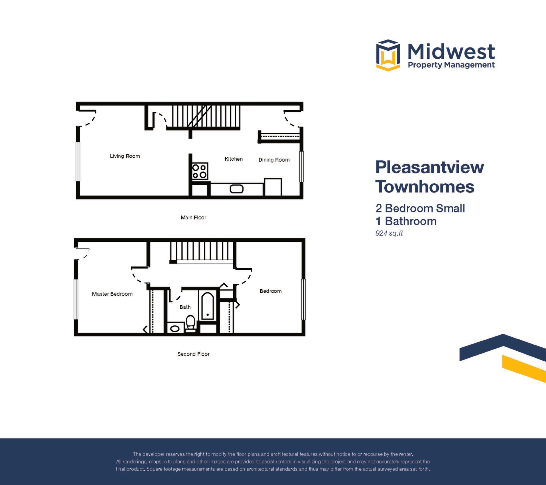 Floor plan layout diagram for 2 Bedroom Small