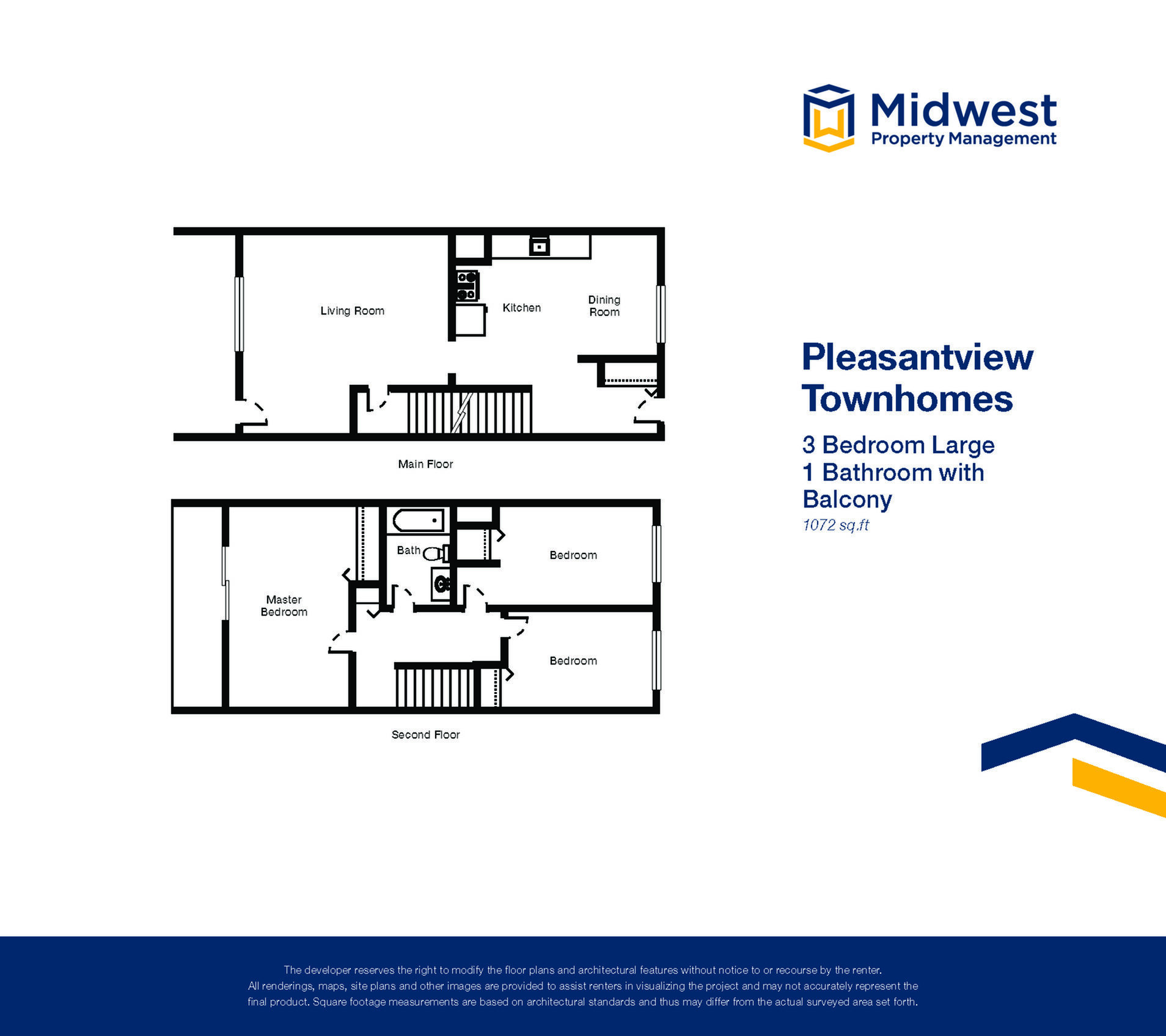 Floor plan layout diagram for 3 Bedroom Large with Balcony