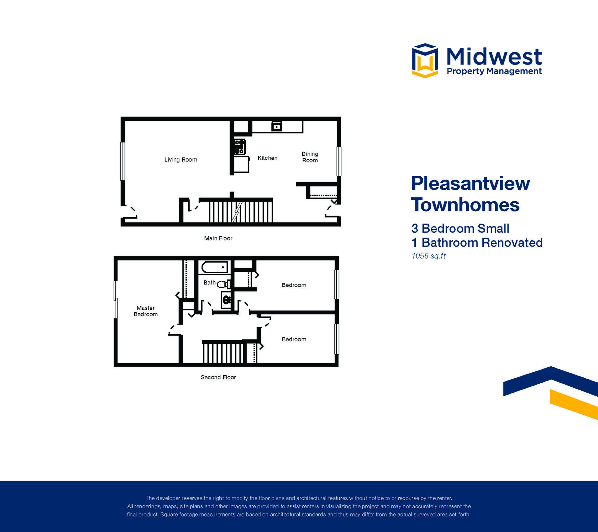 Floor plan layout diagram for 3 Bedroom Small Renovated