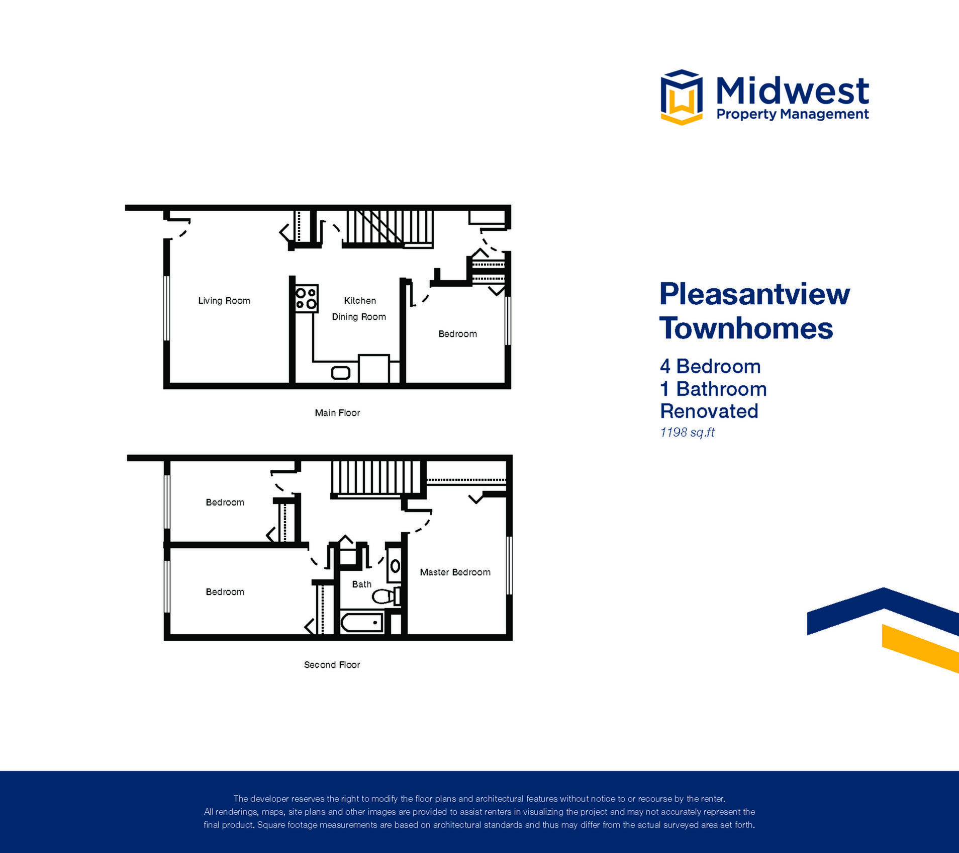 Floor plan layout diagram for 4 Bedroom Renovated