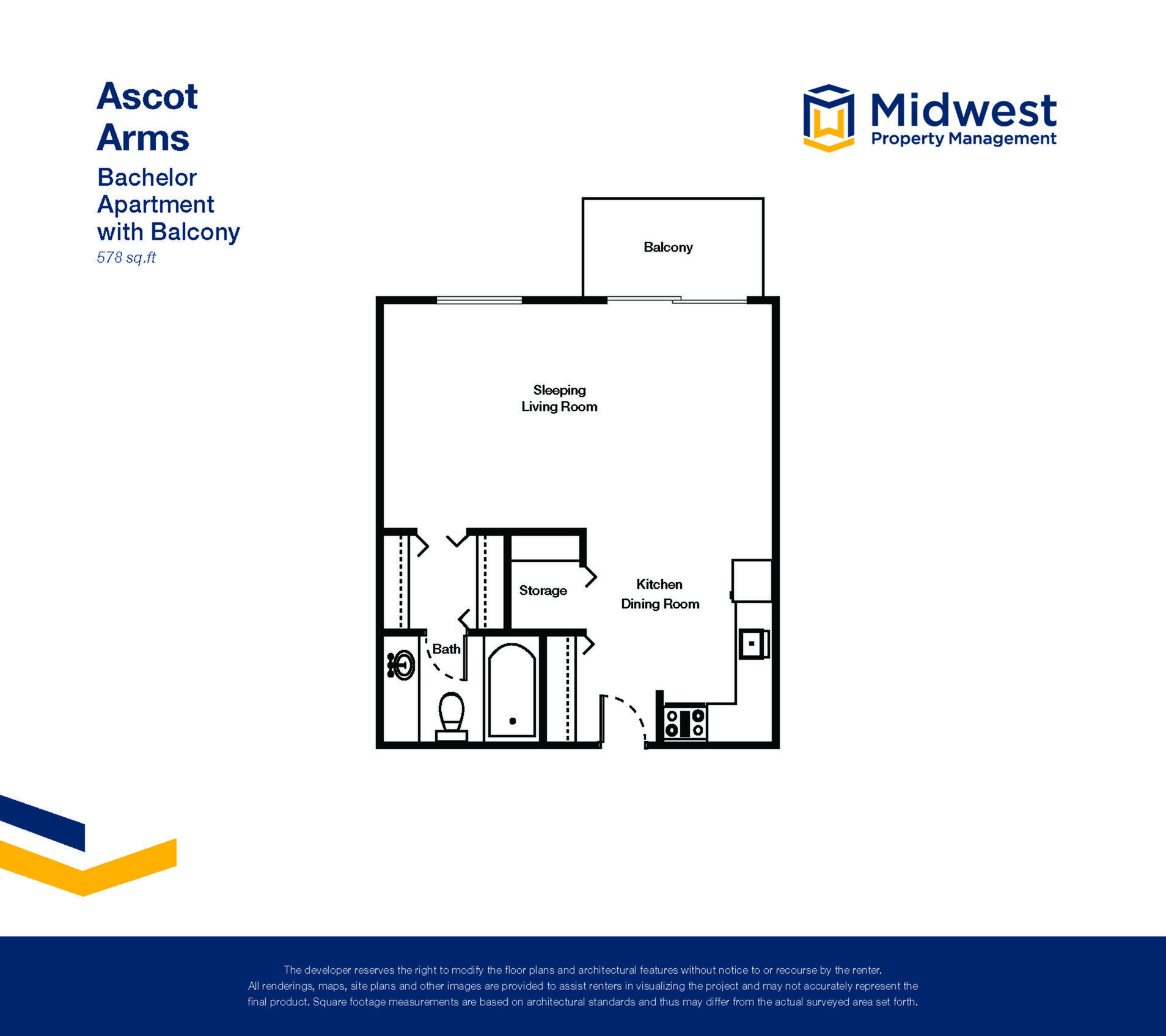 Floor plan layout diagram for Bachelor