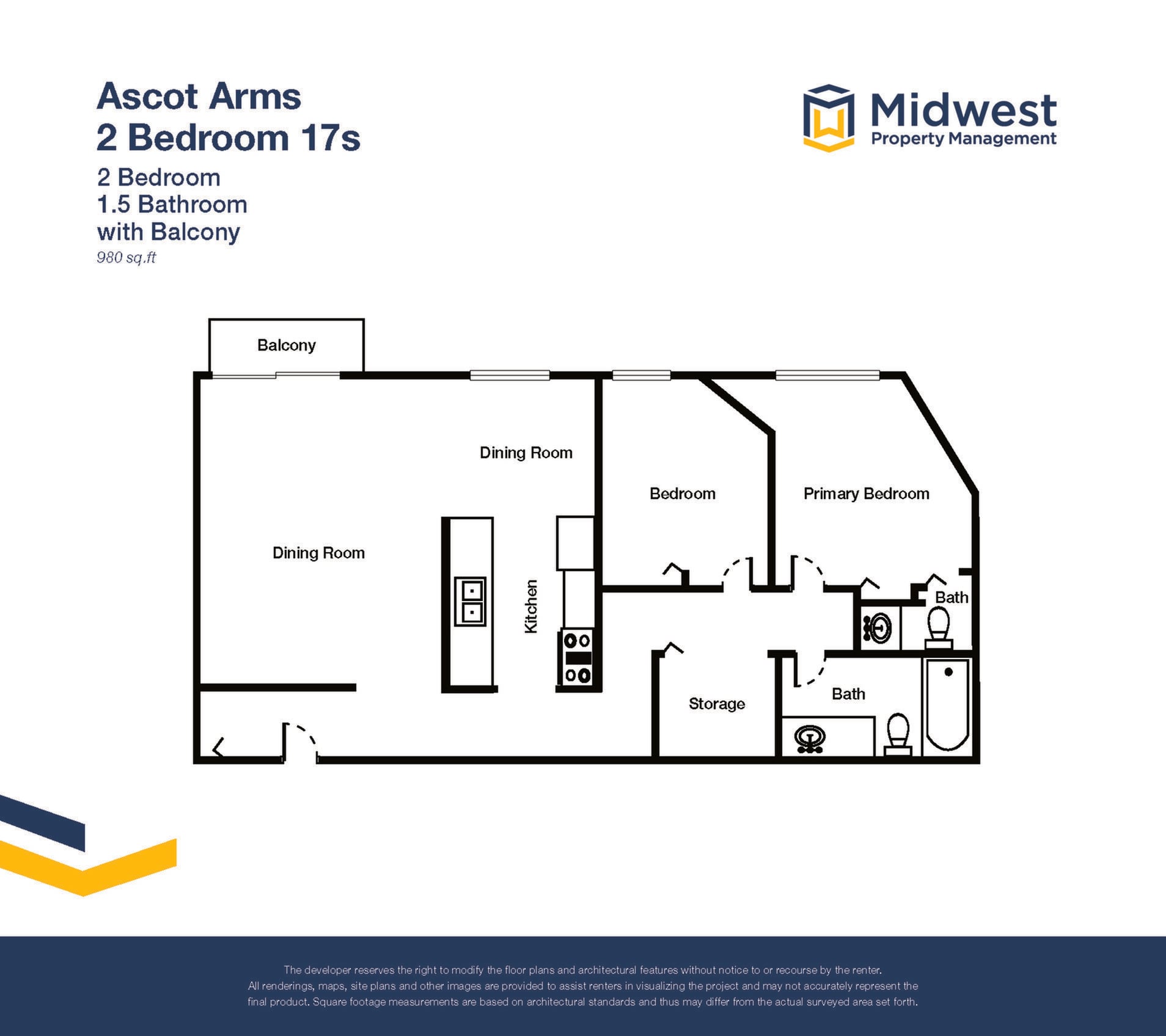 Floor plan layout diagram for 2 Bedroom 17s