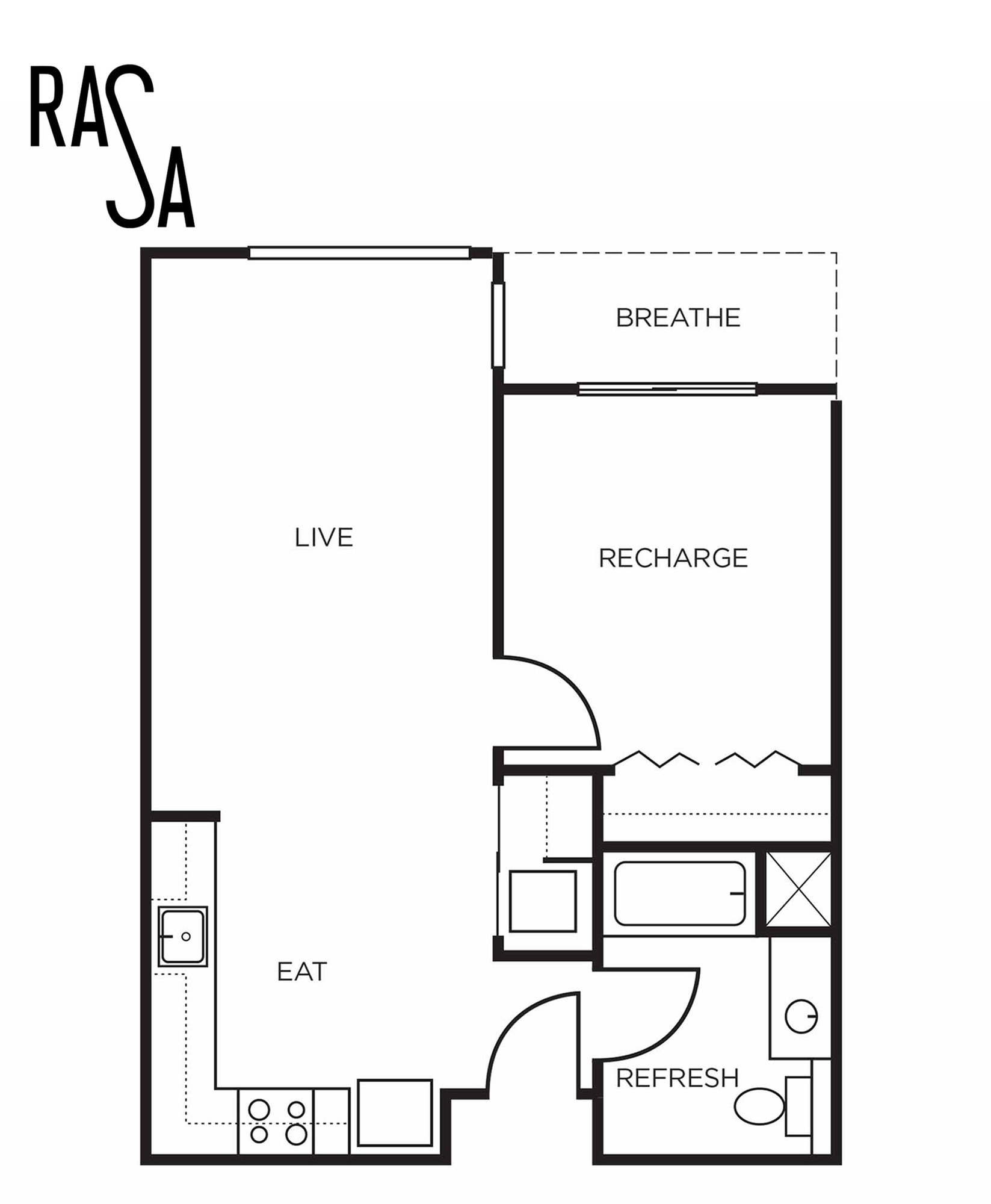Floor plan layout diagram for 1B