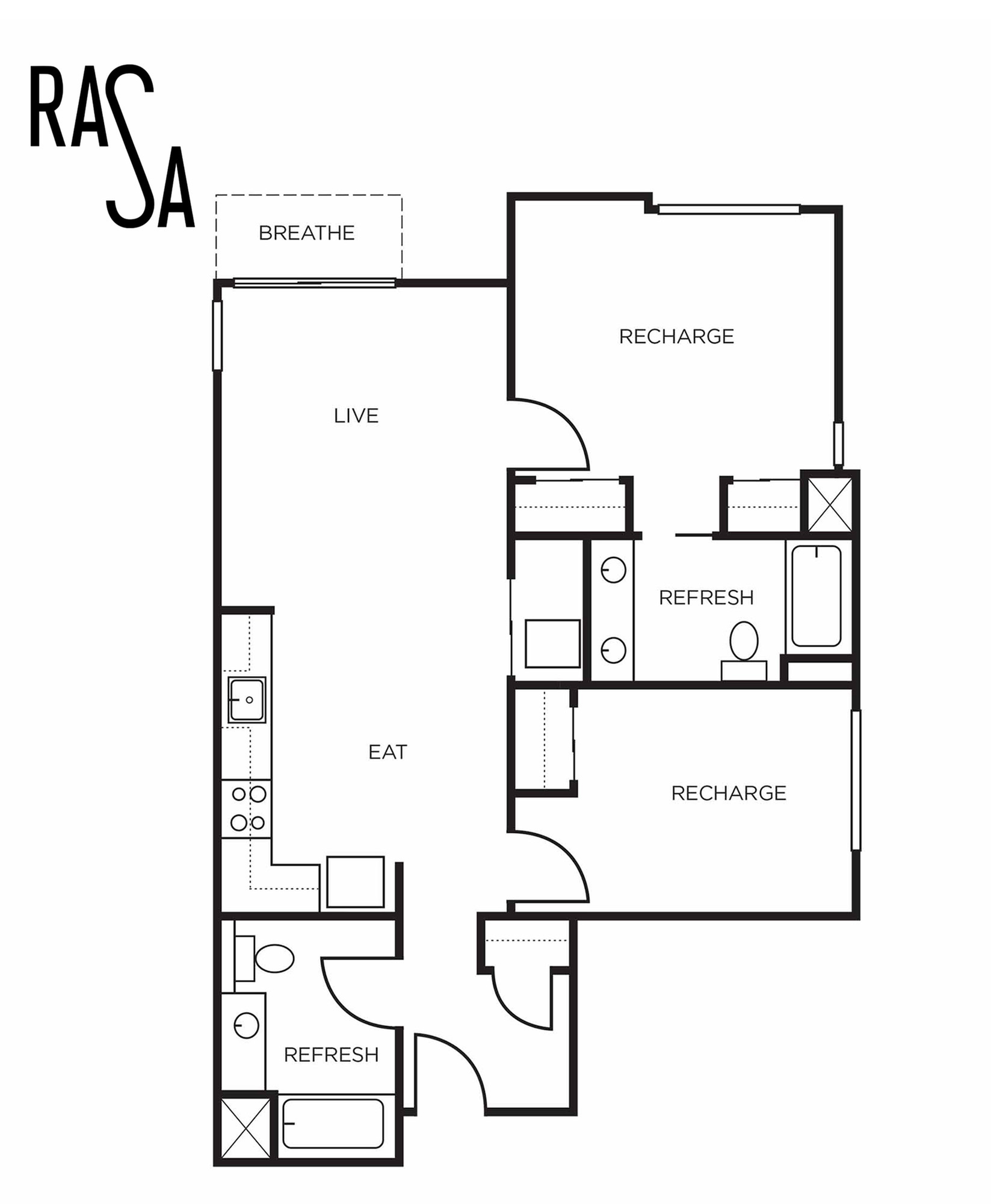 Floor plan layout diagram for 2B