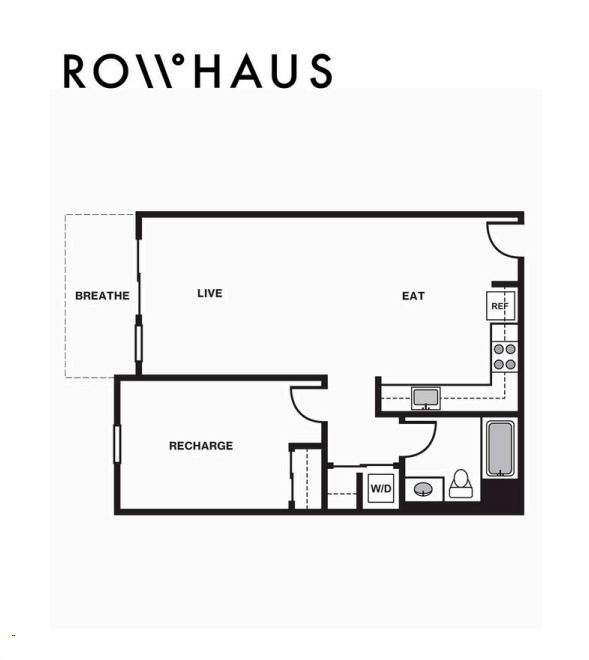 Floor plan layout diagram for 1X1 B