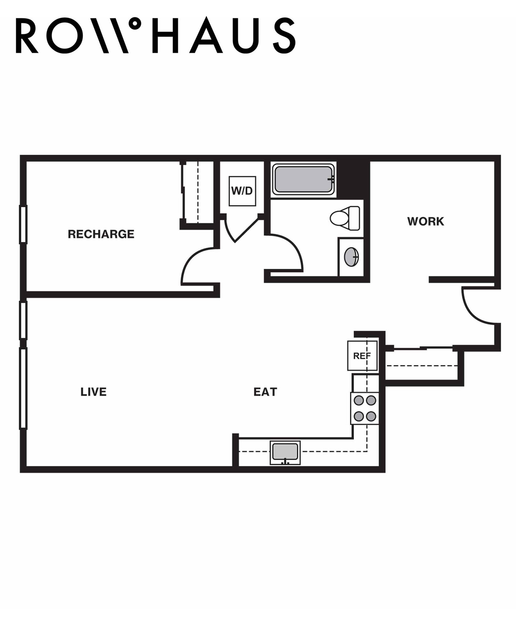 Floor plan layout diagram for 1x1 C