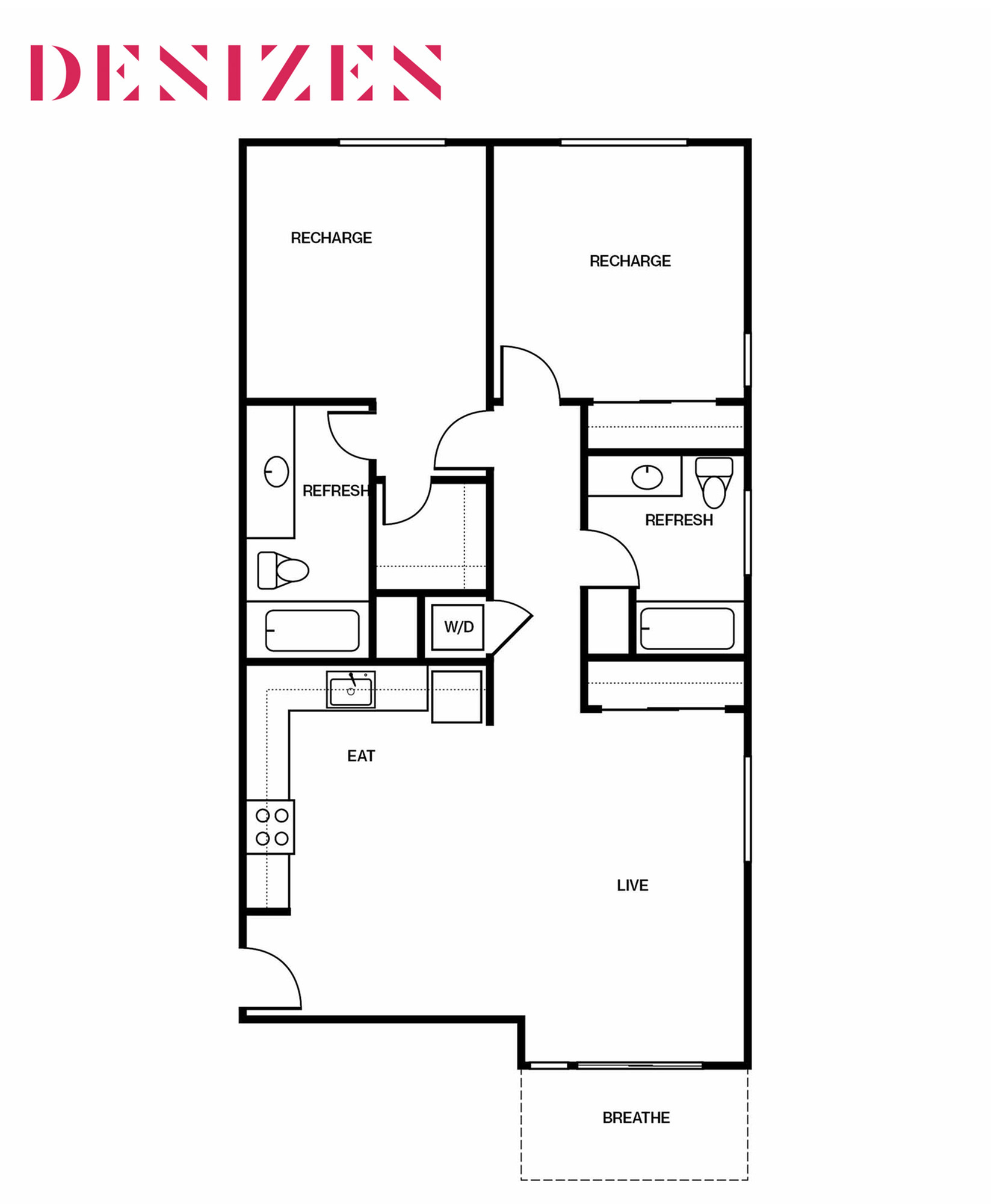 Floor plan layout diagram for 2B
