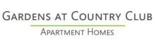 Logo for Gardens at Country Club Apartment Homes, featuring elegant typography.
