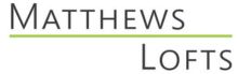 Logo of Matthews Lofts with modern typography and a green underline.