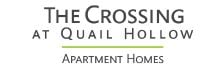 Logo for The Crossing at Quail Hollow Apartment Homes, featuring sleek typography.