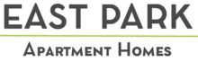 Logo of East Park Apartment Homes featuring minimalist font with green underline.