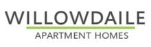 Logo of Willowdaile Apartment Homes, featuring modern typography with a green underline.