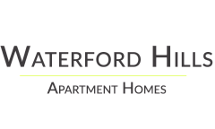 Waterford Hills Apartment Homes logo, showcasing stylish typography with a sleek, modern design.