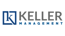Sleek Keller Management logo featuring a stylized 'K' in a modern, blue and gray design.