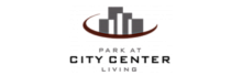 Logo for Park at City Center Living showcasing modern urban architecture.
