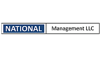 Logo of National Management LLC featuring bold blue and black text.
