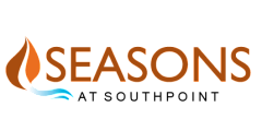 Elegant Seasons at Southpoint logo featuring a stylized leaf and wave design, symbolizing vibrant living.