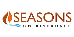 Elegant Seasons on Riverdale logo featuring warm colors and a stylized flame design.