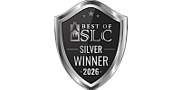 Elegant silver shield with 'Best of SLC Silver Winner 2026' text, showcasing prestigious recognition.