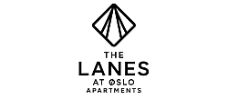 Modern logo for The Lanes at Oslo Apartments, featuring a sleek geometric design.