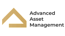 Modern logo of Advanced Asset Management with a sleek geometric design.