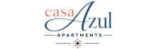 Elegant logo for Casa Azul Apartments featuring stylish typography and decorative elements.