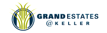 Elegant logo of Grand Estates at Keller, featuring stylized green reeds and bold text for a luxurious property.