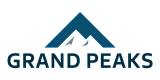 Grand Peaks logo showcasing a stylized mountain design, embodying a sense of adventure and elegance.