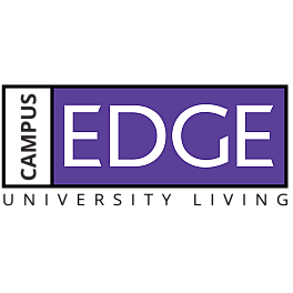 Sleek logo design featuring the bold text 'Campus Edge' in a vibrant purple and black color scheme.