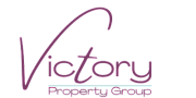 Victory Property Group logo in elegant white font on a sleek black background.