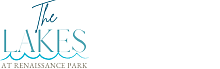 Elegant logo for The Lakes at Renaissance Park featuring serene blue waves.