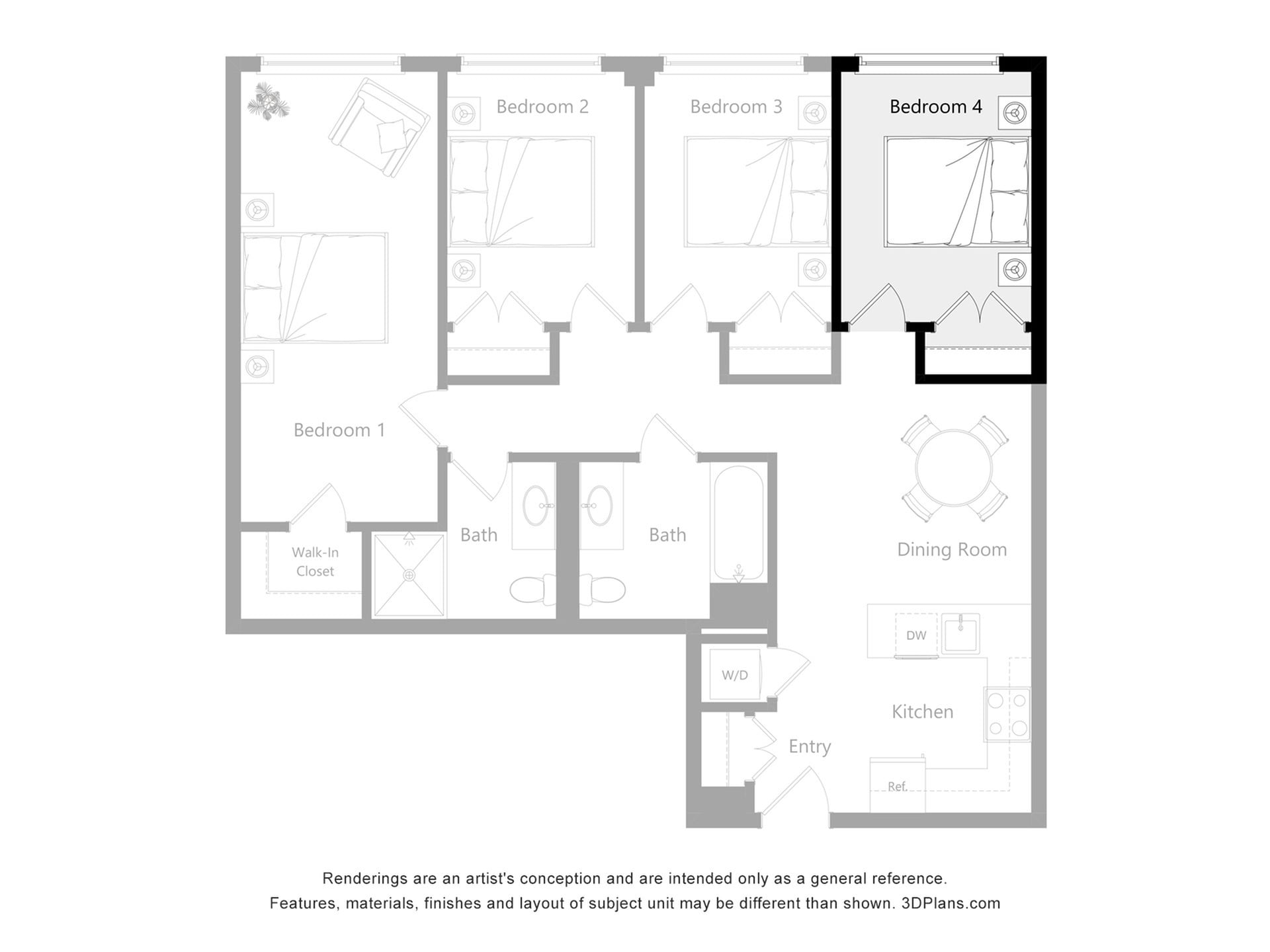 Furnished Room in a 4 Bedroom 2 Bathroom (G4)_2d_floor_plan