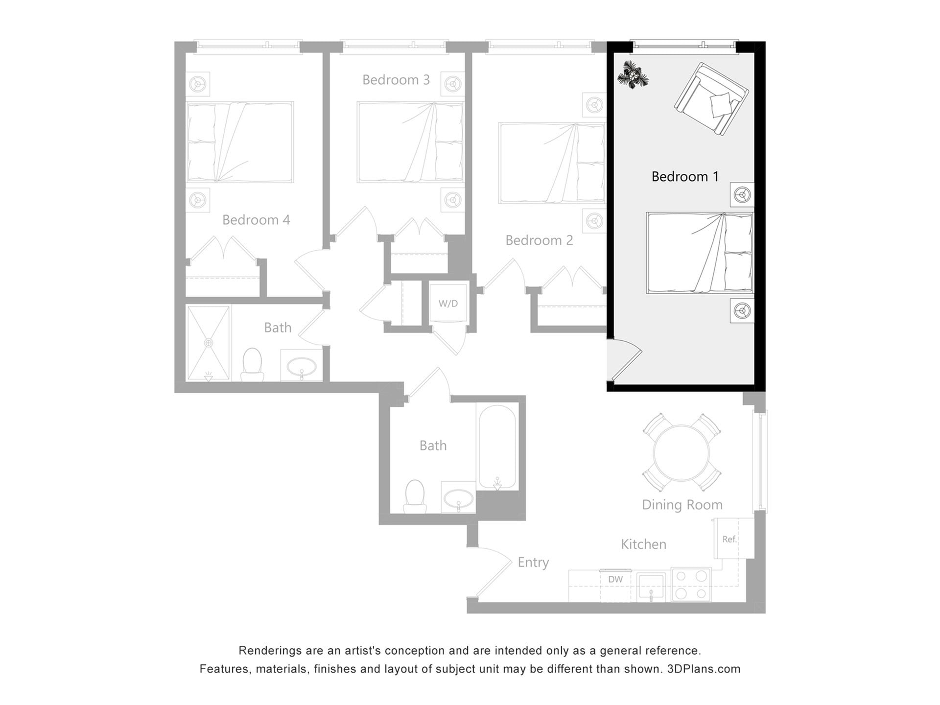Furnished Room in a 4 Bedroom 2 Bathroom (O4)_2d_floor_plan