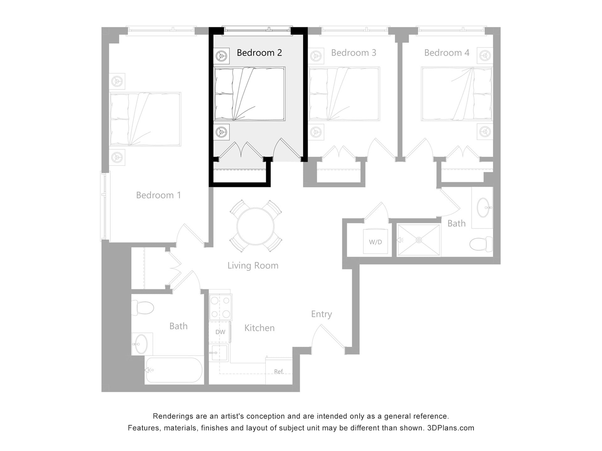 Furnished Room in a 4 Bedroom 2 Bathroom (L2)_2d_floor_plan