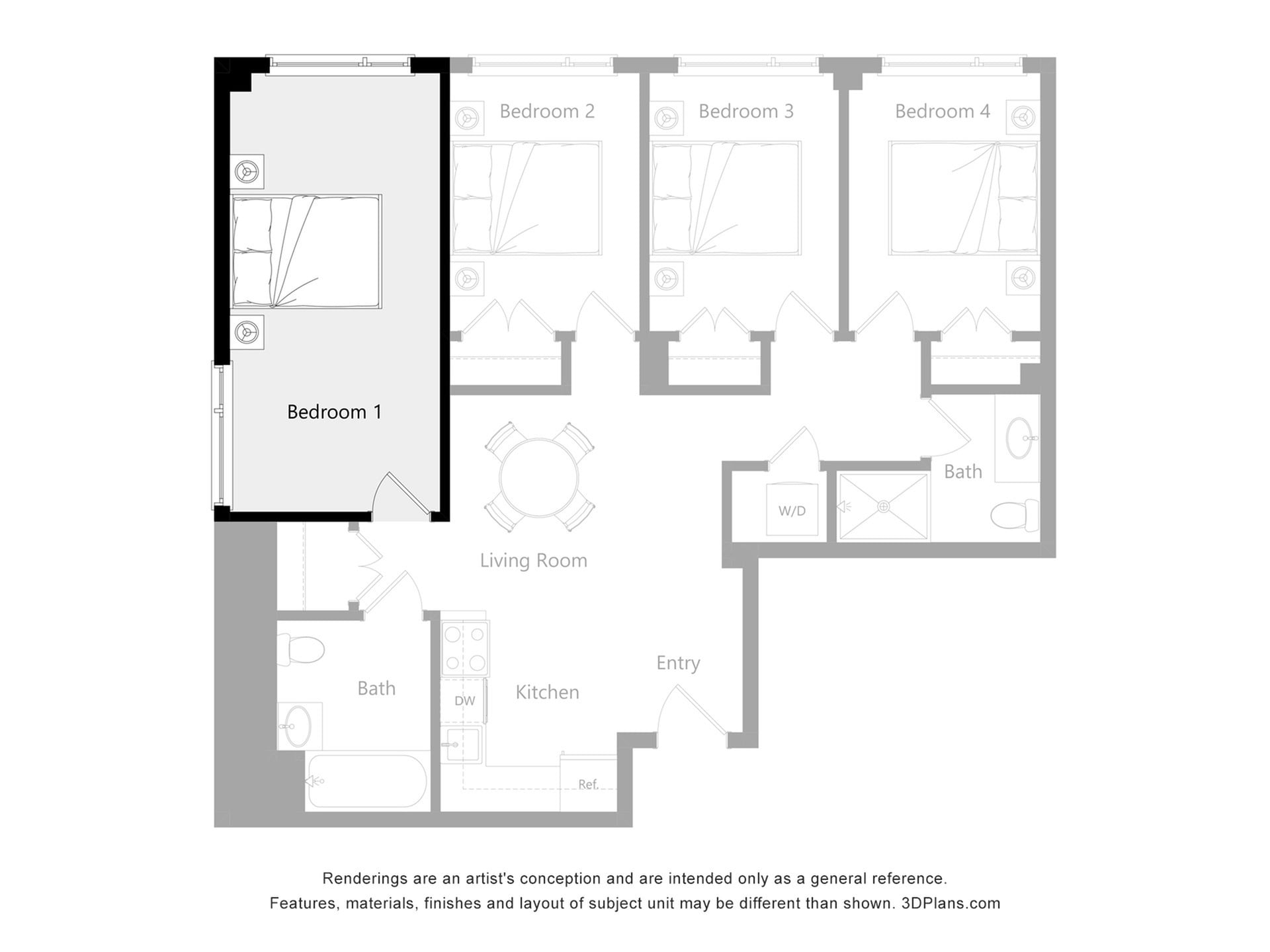 Furnished Room in a 4 Bedroom 2 Bathroom (M1)_2d_floor_plan