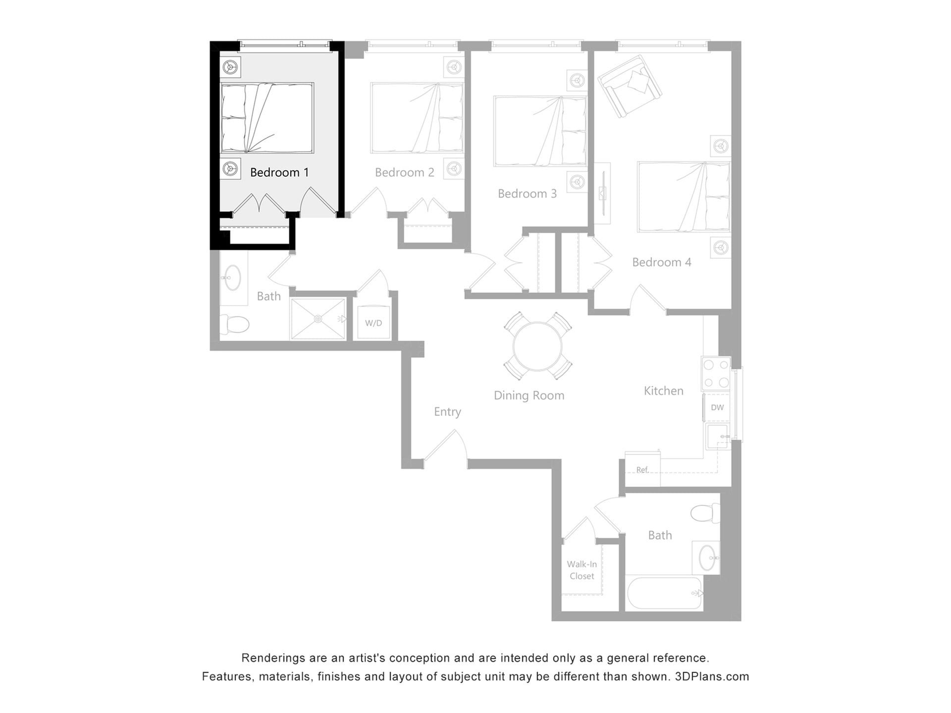 Furnished Room in a 4 Bedroom 2 Bathroom (C1)_2d_floor_plan
