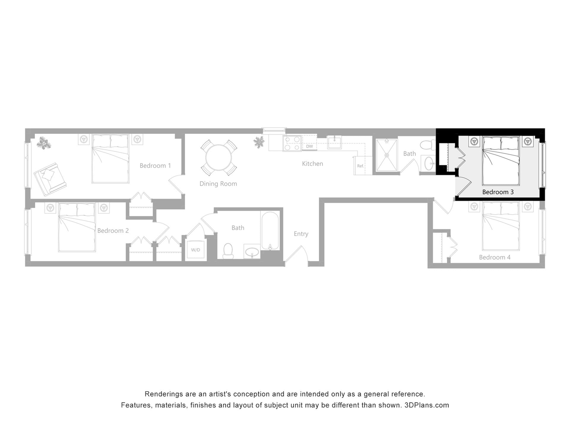 Furnished Room in a 4 Bedroom 2 Bathroom (H3)_2d_floor_plan