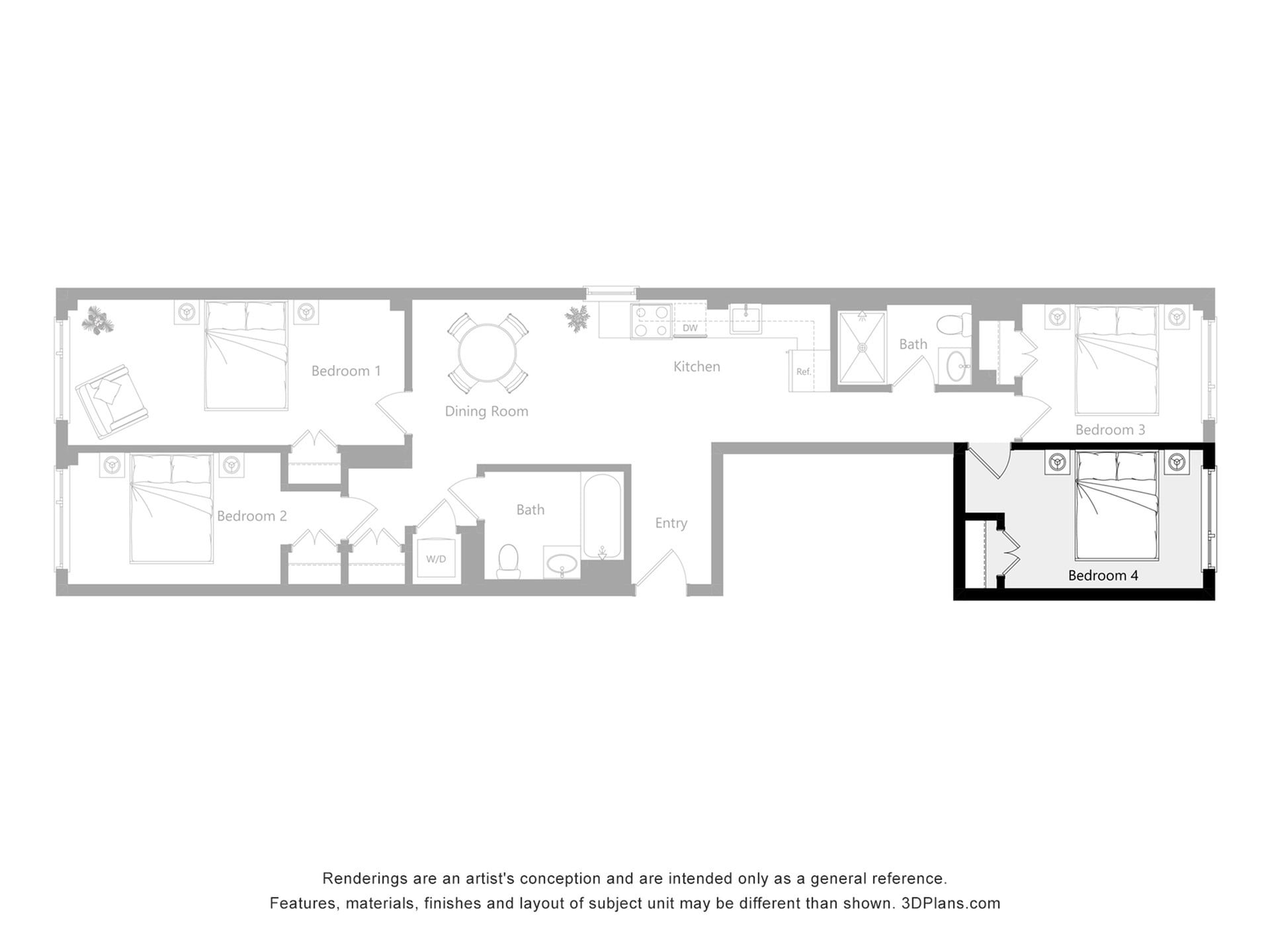 Furnished Room in a 4 Bedroom 2 Bathroom (H4)_2d_floor_plan