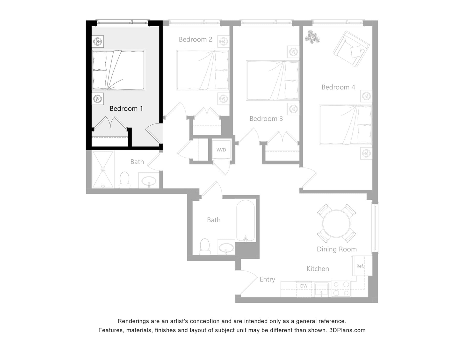 Furnished Room in a 4 Bedroom 2 Bathroom (J1)_2d_floor_plan