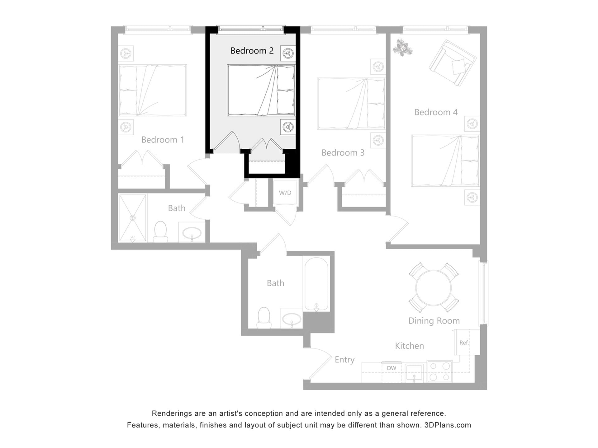Furnished Room in a 4 Bedroom 2 Bathroom (J2)_2d_floor_plan