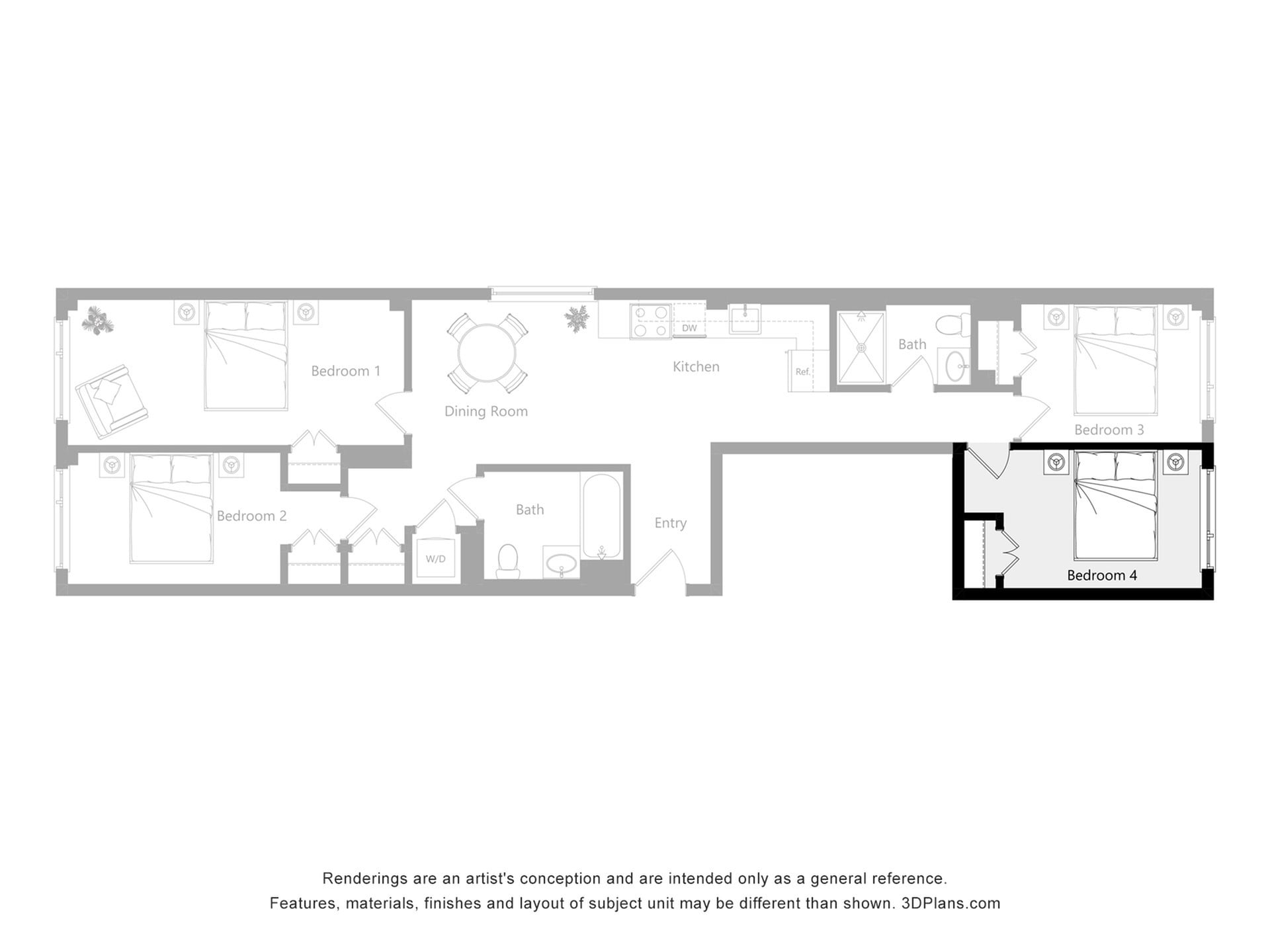 Furnished Room in a 4 Bedroom 2 Bathroom (K4)_2d_floor_plan