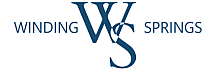 Elegant blue 'Winding Springs' logo with intertwined initials 'WS' on a clean white background.