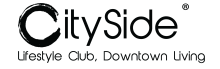 Modern CitySide logo with a sleek, urban design highlighting lifestyle club and downtown living.