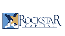 Dynamic Rockstar Capital logo with a bold star design and city skyline silhouette.